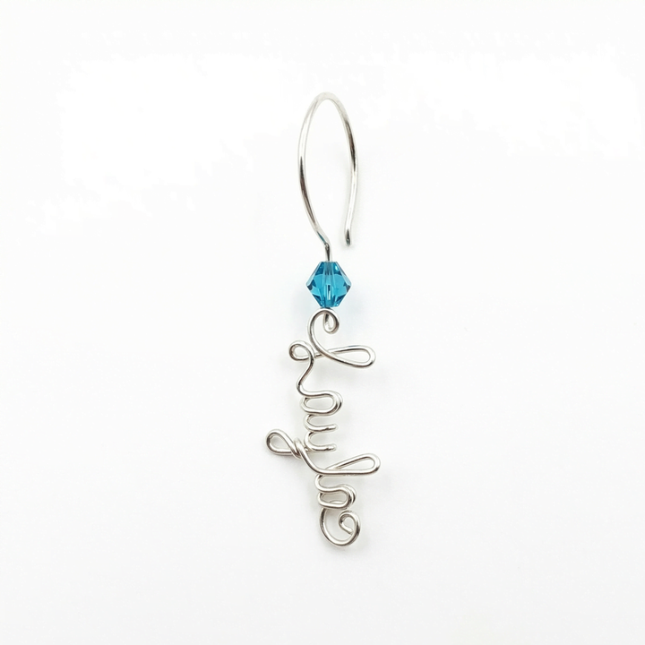 Birthstone Script Earring (925 Silver)