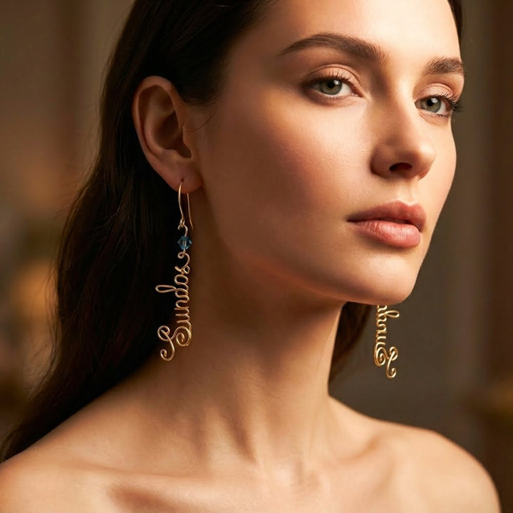 Birthstone Script Earring (14kt Gold Filled)